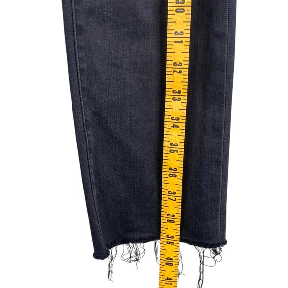 FRAME Denim Le High Straight Molony Black Ripped Knee Raw Edge Jeans SZ 25 - Picture 8 of 10